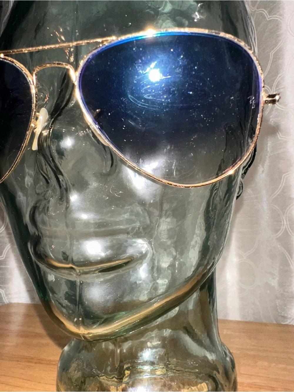 Ray-Ban Gold Frame Aviator Sunglasses with Blue Gradient Lenses